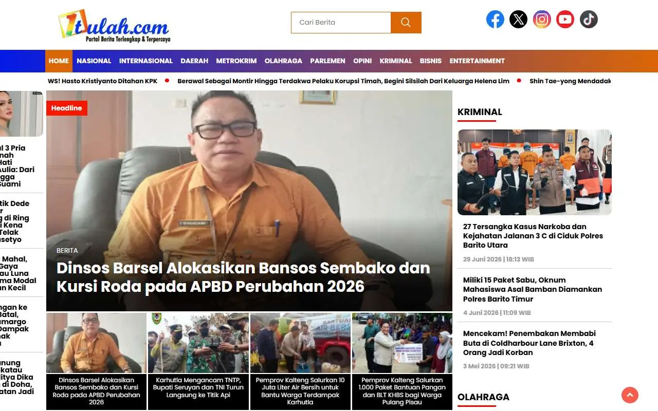 Tampilan website resmi 1tulah (1tulah.com)