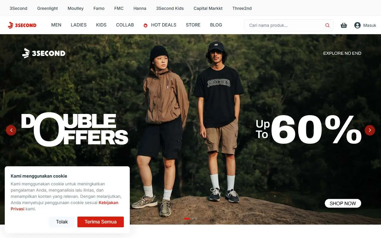 Tampilan website resmi 3Second (3second.co.id)