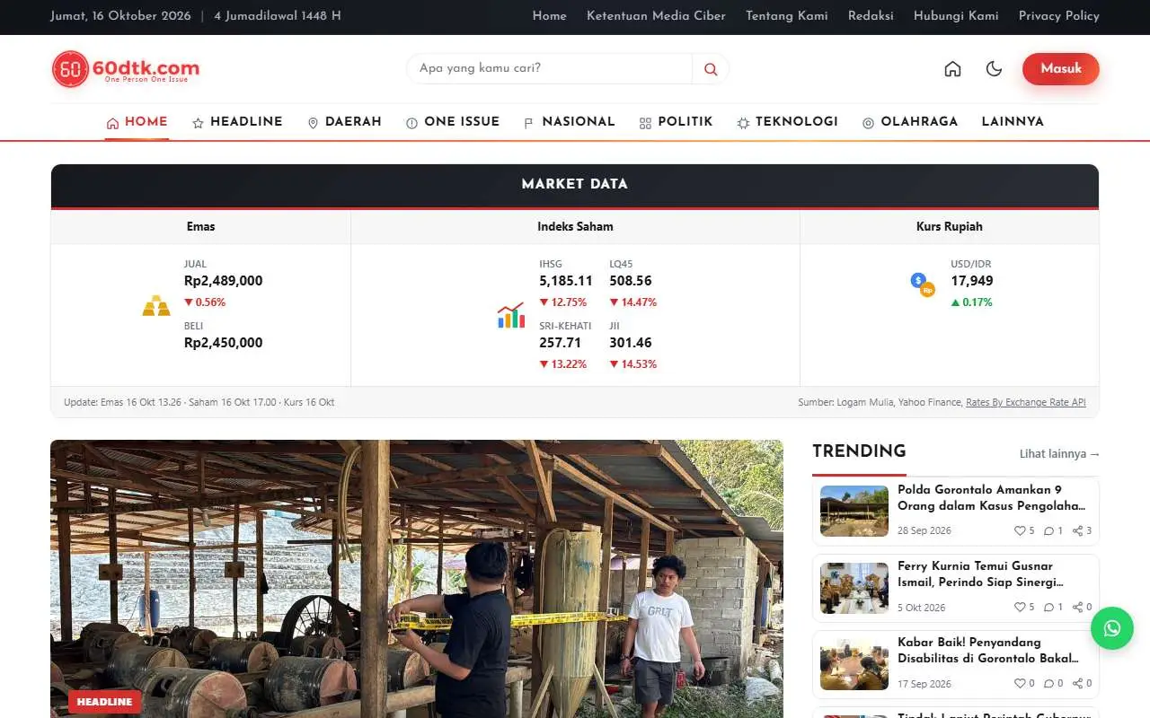Tampilan website resmi 60dtk (60dtk.com)