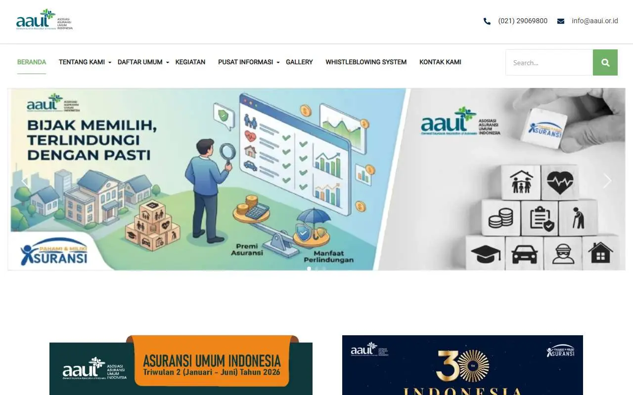 Tampilan website resmi AAUI (aaui.or.id)