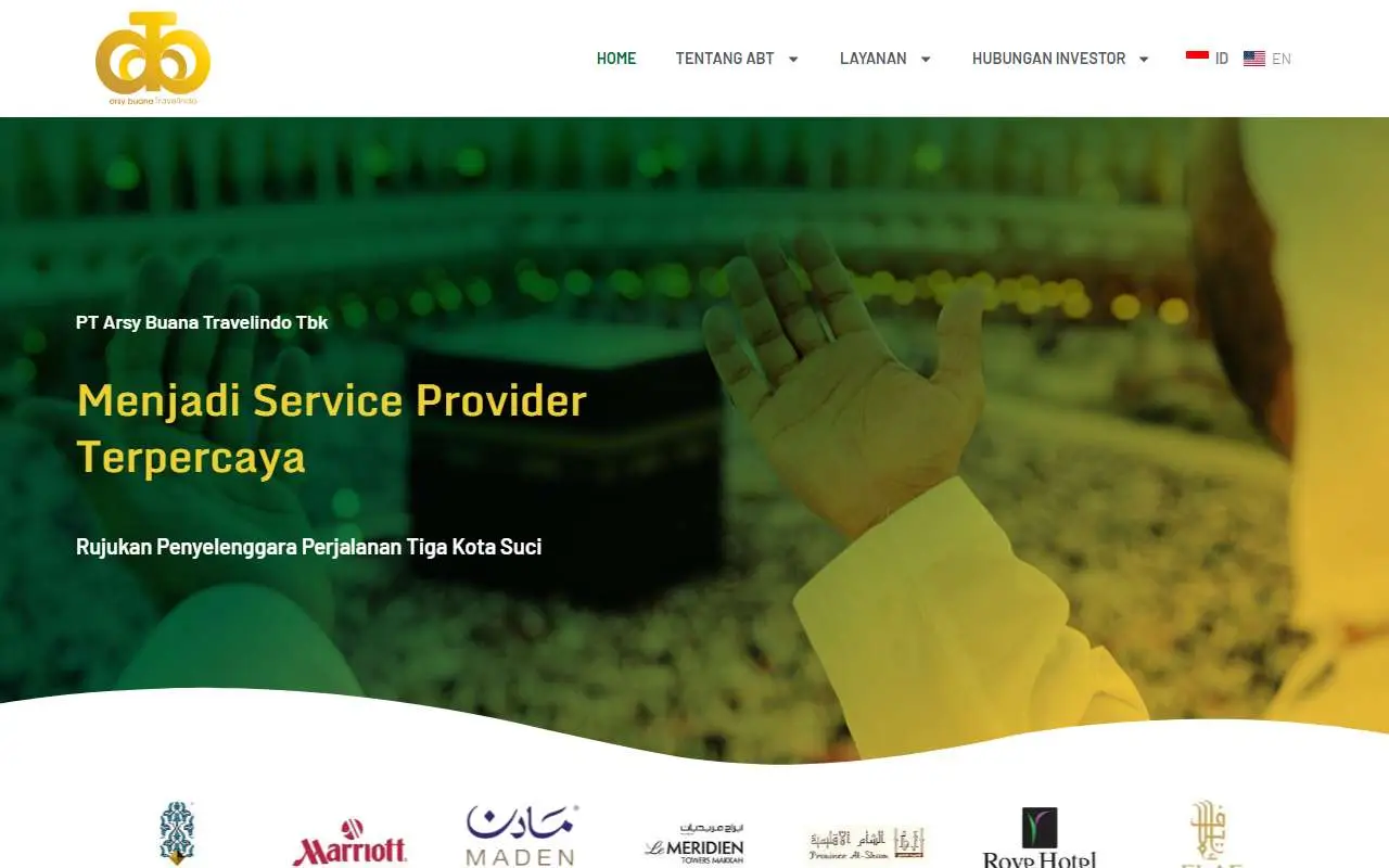 Tampilan website resmi Arsy Buana Travelindo (abttravel.id)