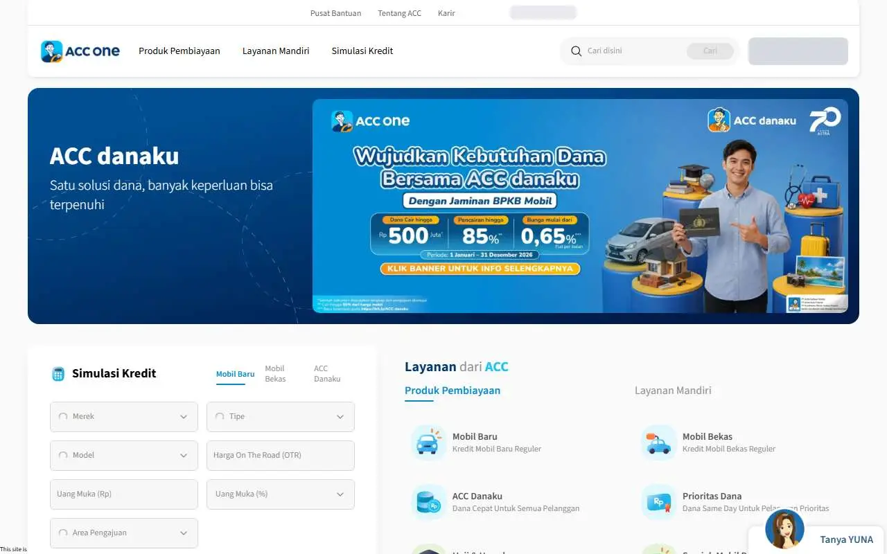 Tampilan website resmi ACC (acc.co.id)