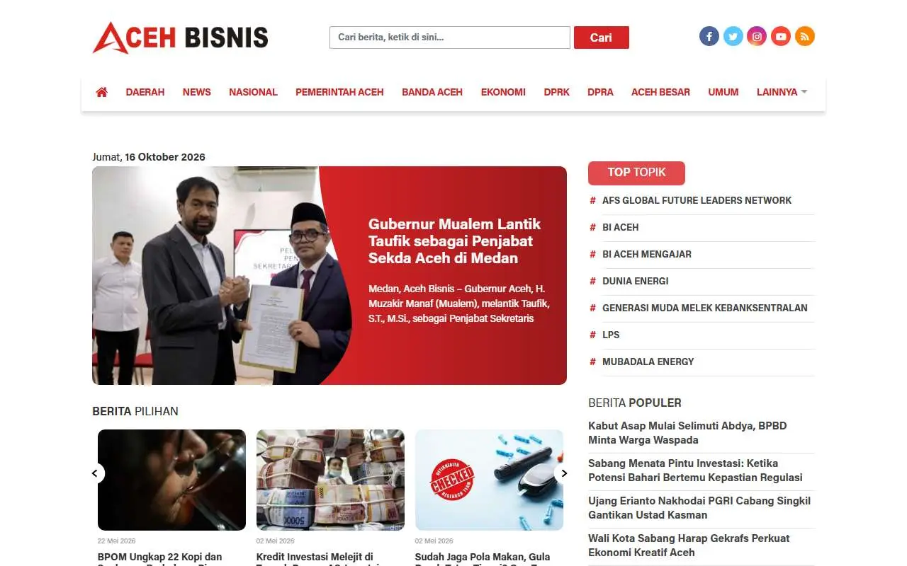 Tampilan website resmi Aceh Bisnis (acehbisnis.com)