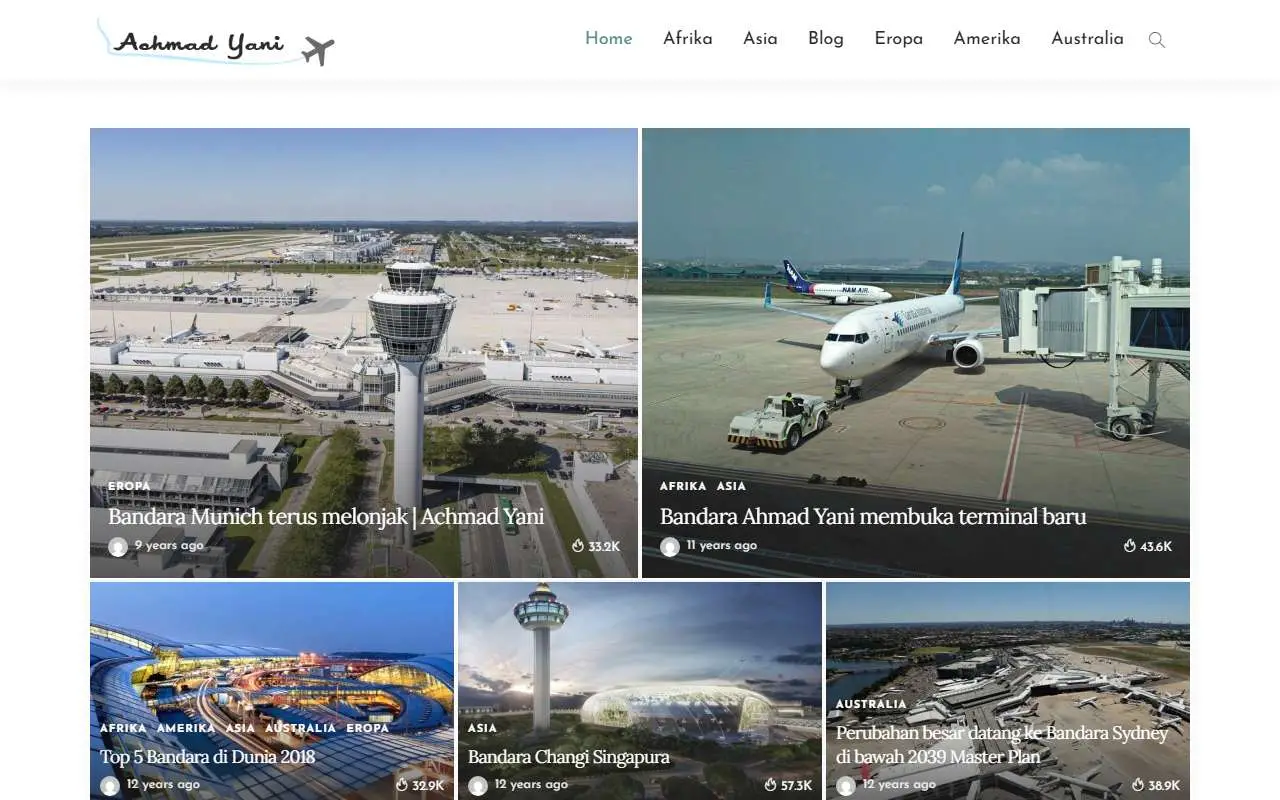 Tampilan website resmi Bandara Internasional Ahmad Yani (achmadyani-airport.com)