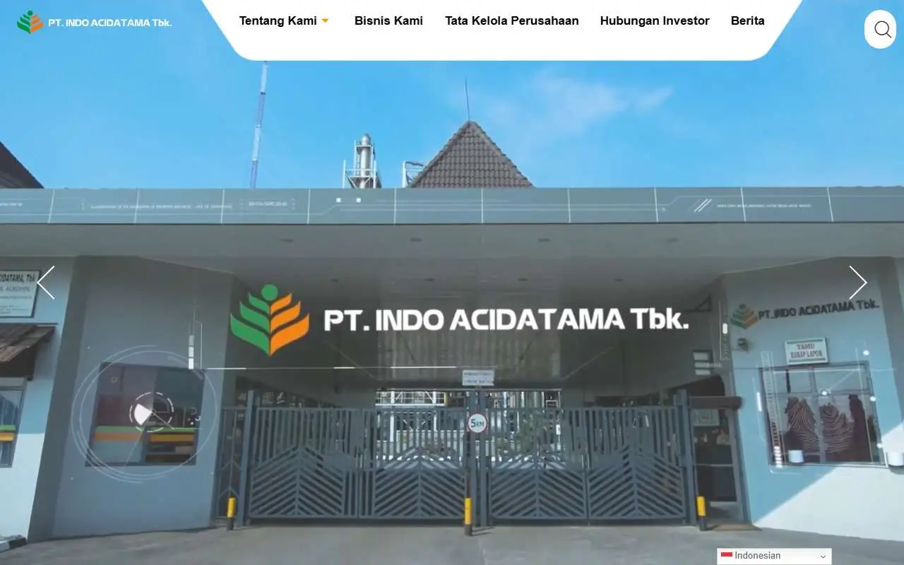 Tampilan website resmi Indo Acidatama (acidatama.co.id)