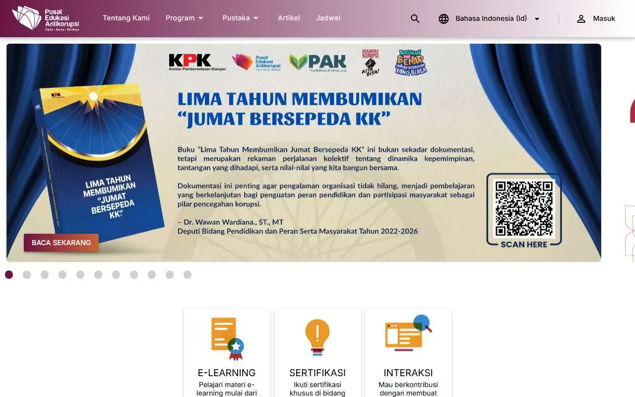 Tampilan website resmi ACCH KPK (aclc.kpk.go.id)