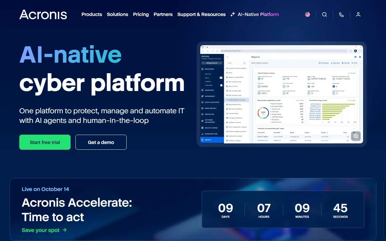 Tampilan website resmi Acronis (acronis.com)