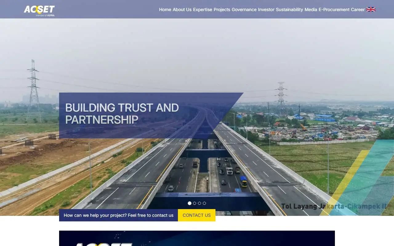 Tampilan website resmi Acset Indonusa Tbk. (acset.co)