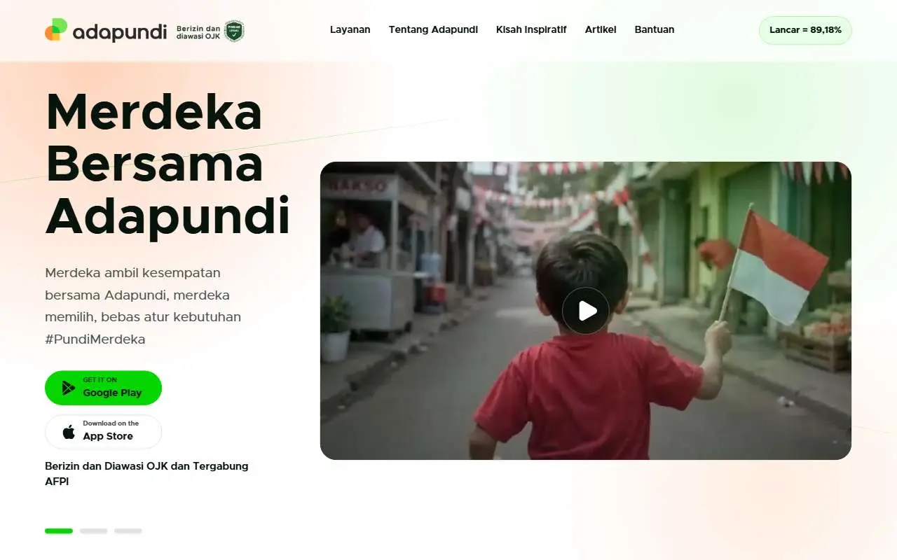 Tampilan website resmi AdaPundi (adapundi.com)
