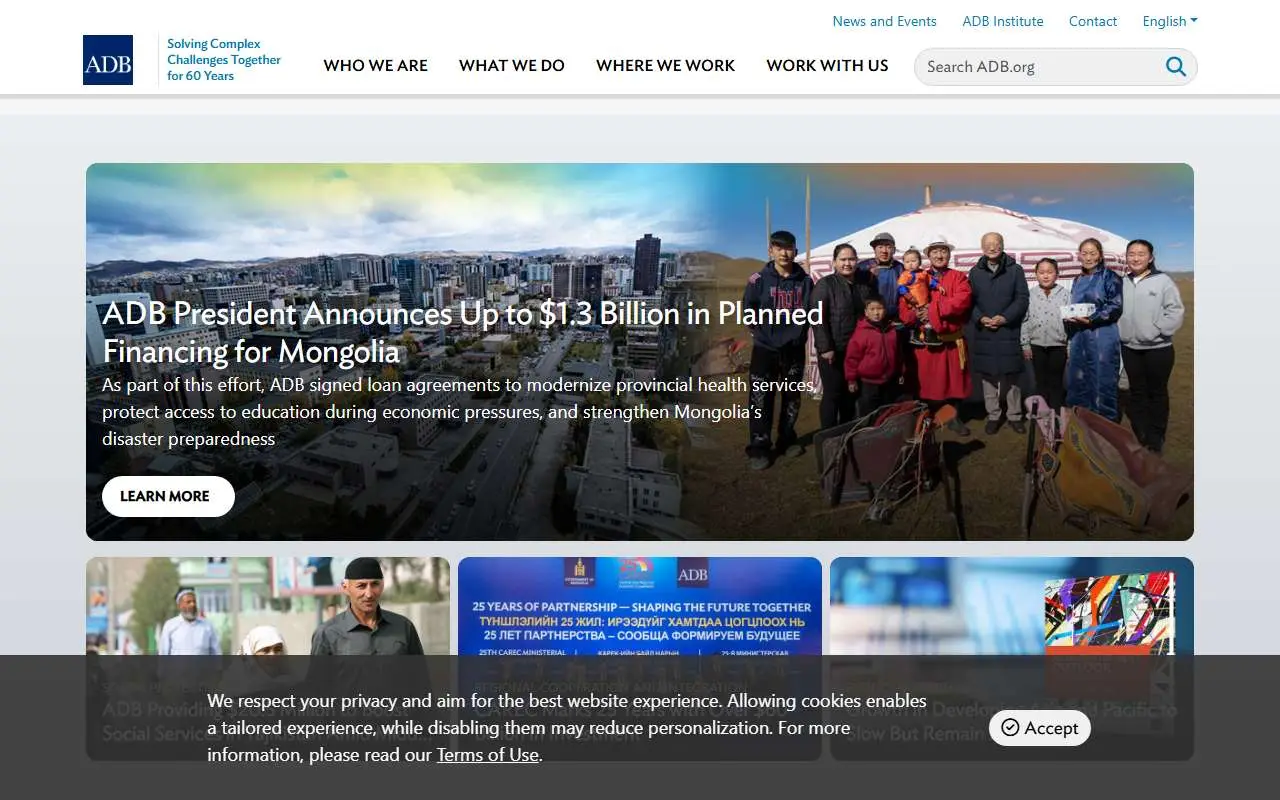 Tampilan website resmi Asian Development Bank (adb.org)