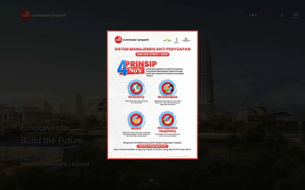 Tampilan website resmi Adhi Commuter Properti (adcp.co.id)