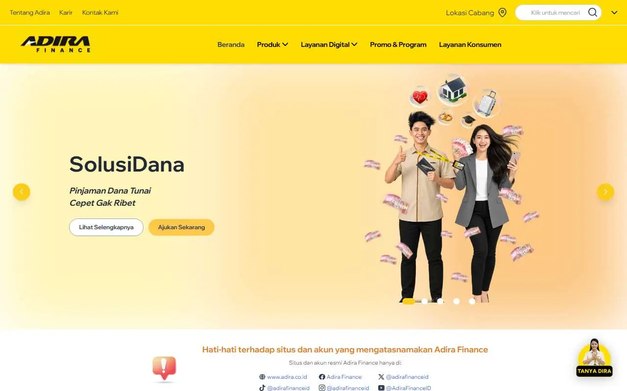 Tampilan website resmi Adira Finance (adira.co.id)