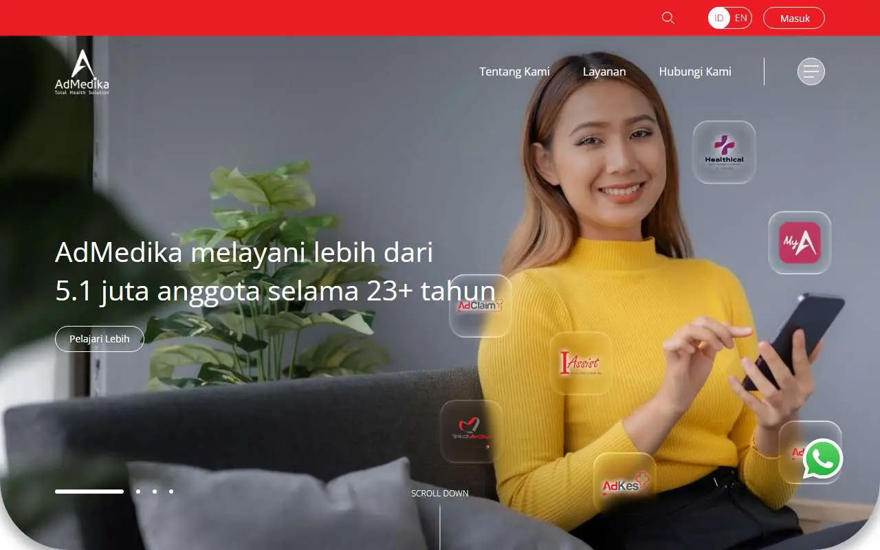 Tampilan website resmi AdMedika (admedika.co.id)