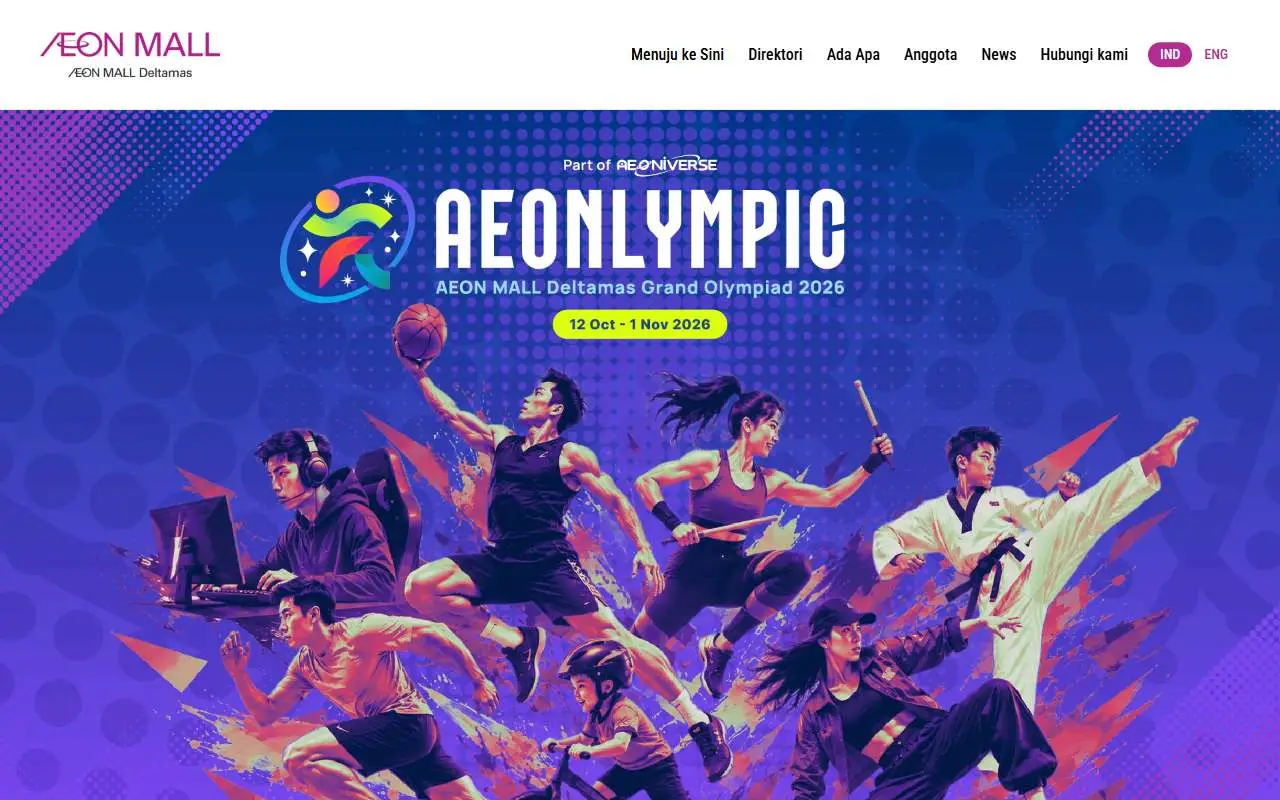 Tampilan website resmi AEON Mall Deltamas (aeonmall-deltamas.com)