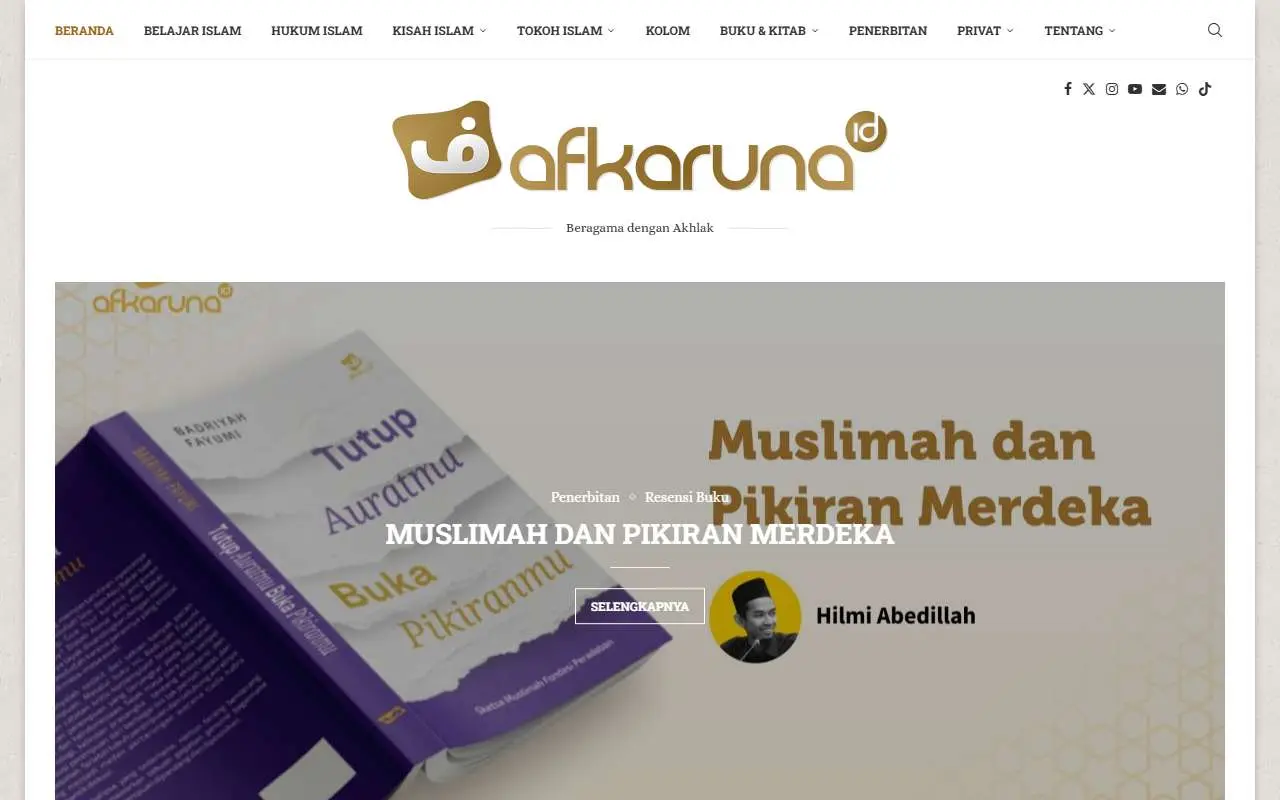 Tampilan website resmi Penerbit Afkaruna (afkaruna.id)