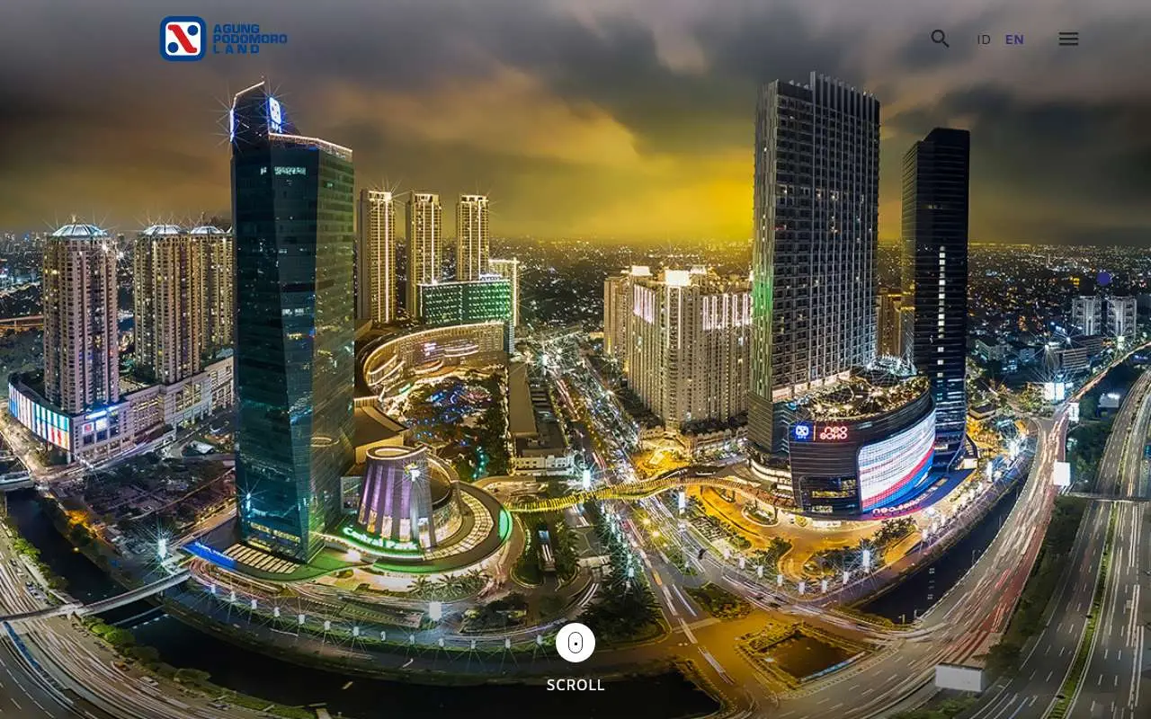 Tampilan website resmi Agung Podomoro Land (agungpodomoroland.com)