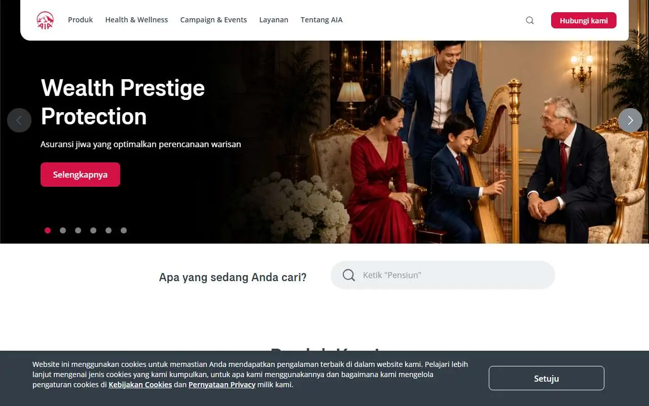 Tampilan website resmi AIA Financial (aia-financial.co.id)