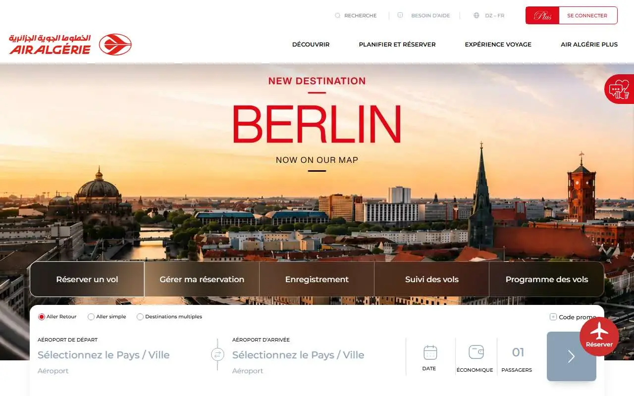 Tampilan website resmi Air Algérie (airalgerie.dz)