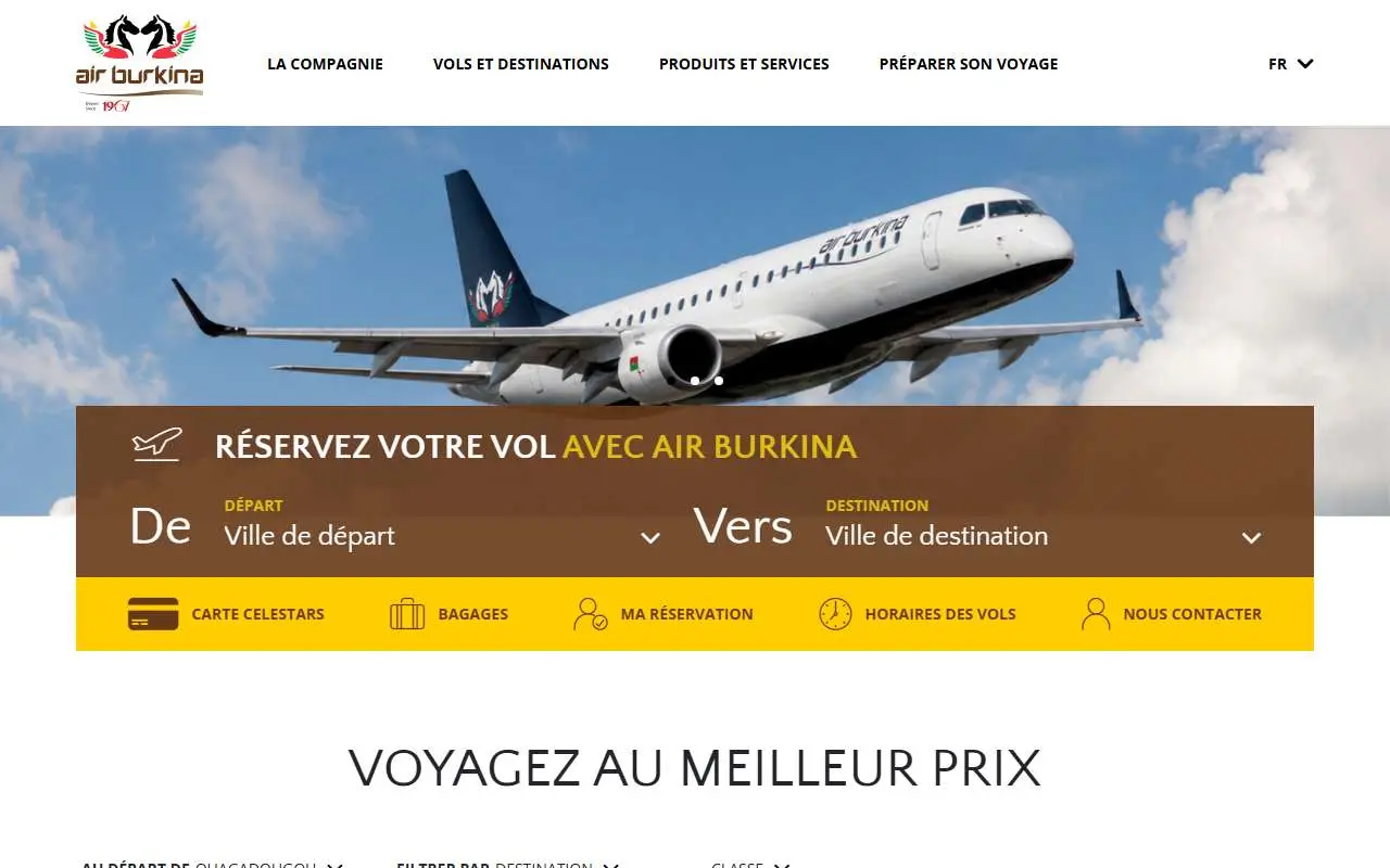 Tampilan website resmi Air Burkina (air-burkina.com)