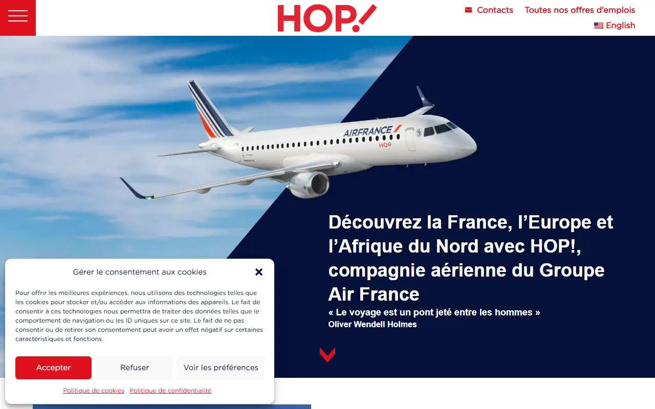 Tampilan website resmi HOP! (hop.fr)