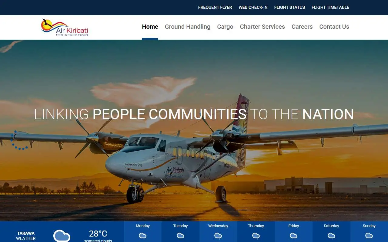 Tampilan website resmi Air Kiribati (airkiribati.com.ki)