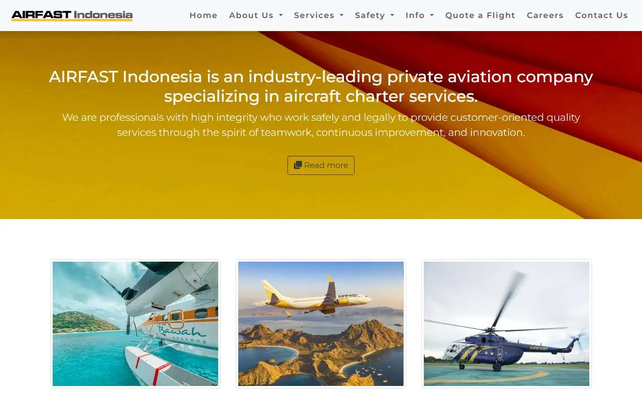 Tampilan website resmi Airfast Service (airfastindonesia.com)