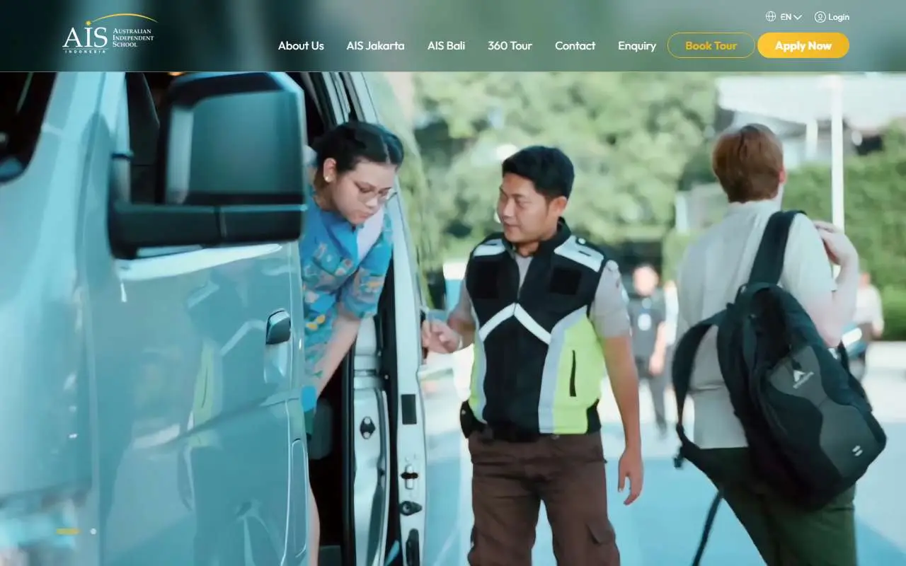 Tampilan website resmi Australian Independent School Indonesia (ais-indonesia.com)