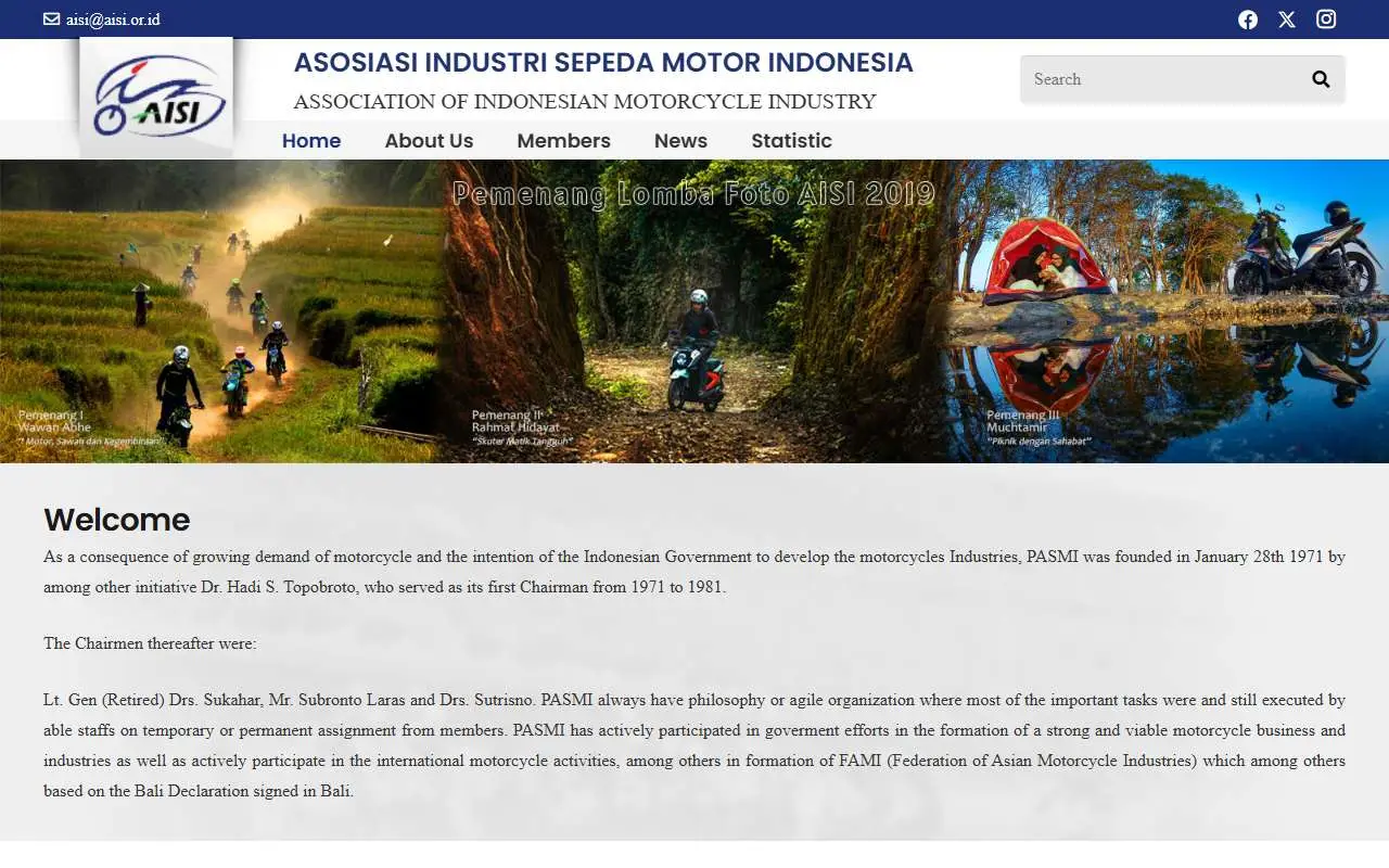 Tampilan website resmi AISI (aisi.or.id)