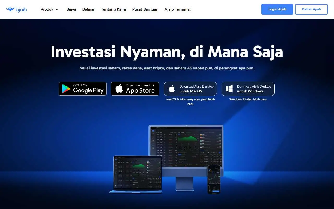 Tampilan website resmi Ajaib (ajaib.co.id)