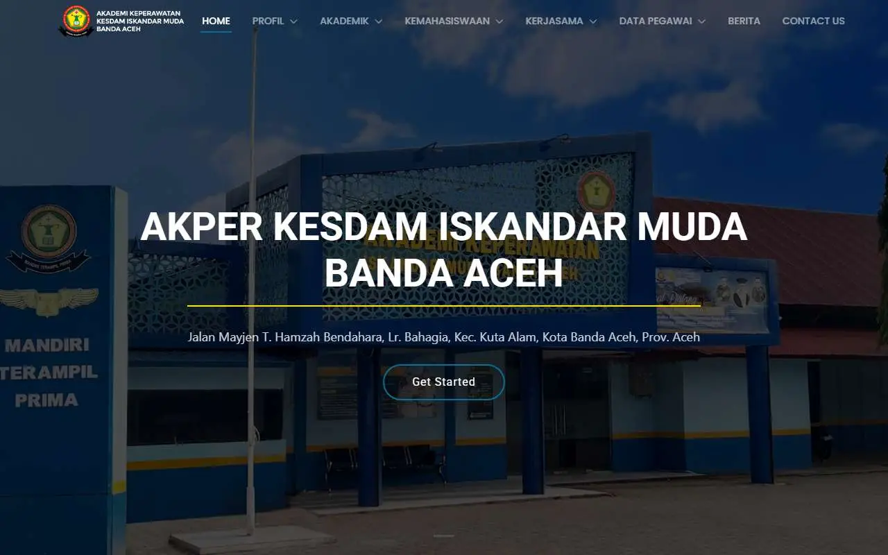 Tampilan website resmi Akper Iskandar Muda Banda Aceh (akimba.ac.id)