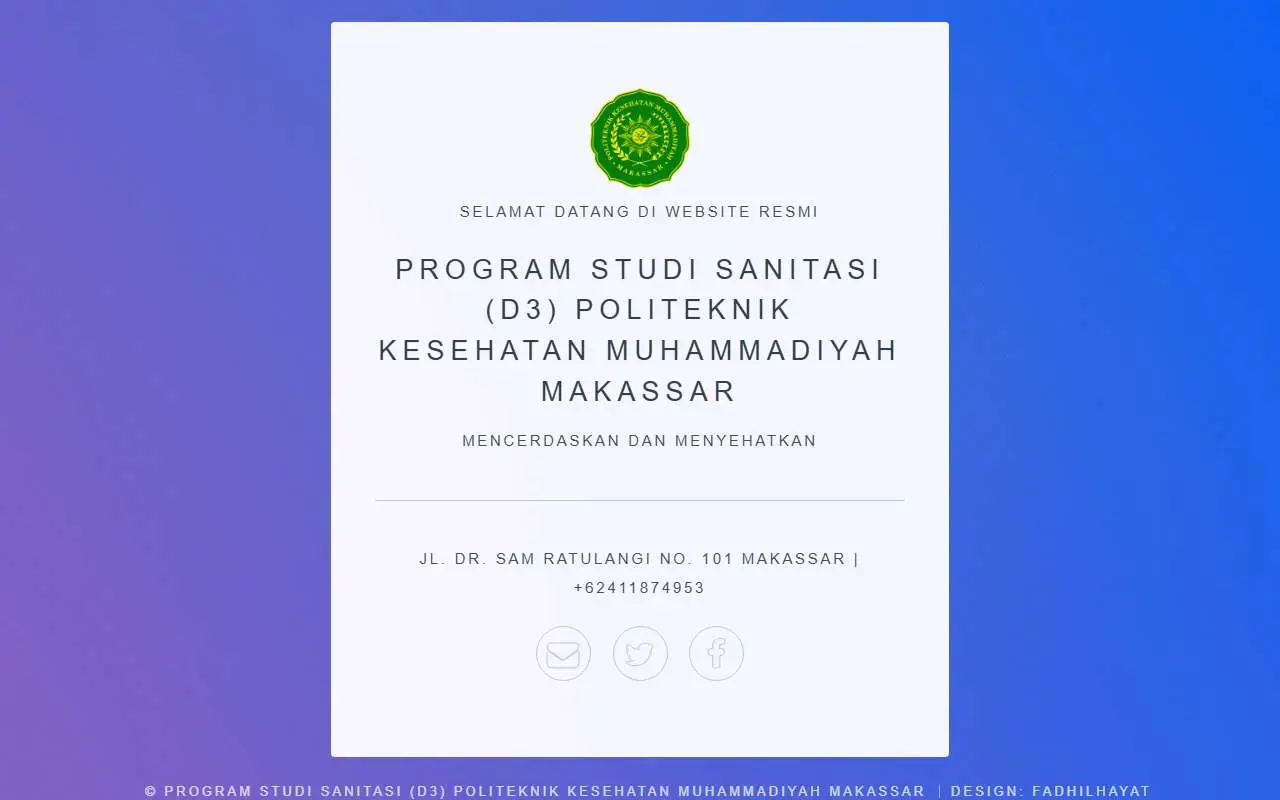 Tampilan website resmi Sanitasi Poltekkes Muh. Makassar (aklmumakassar.ac.id)