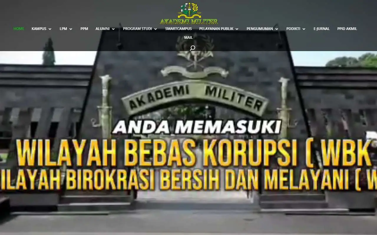 Tampilan website resmi Military Academy (akmil.ac.id)