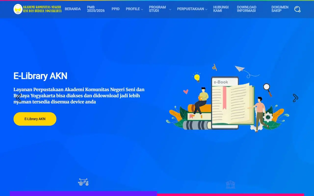 Tampilan website resmi AKN Seni dan Budaya Yogyakarta (aknyogya.ac.id)