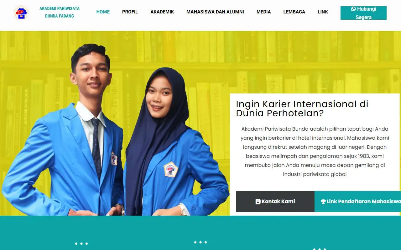 Tampilan website resmi Akademi Pariwisata Bunda, Padang (akparbundapadang.ac.id)