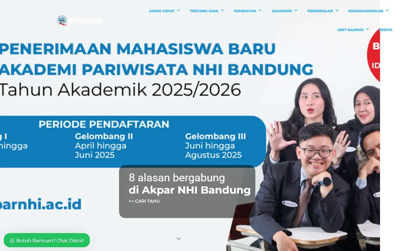 Tampilan website resmi Akademi Pariwisata NHI Bandung (akparnhi.ac.id)