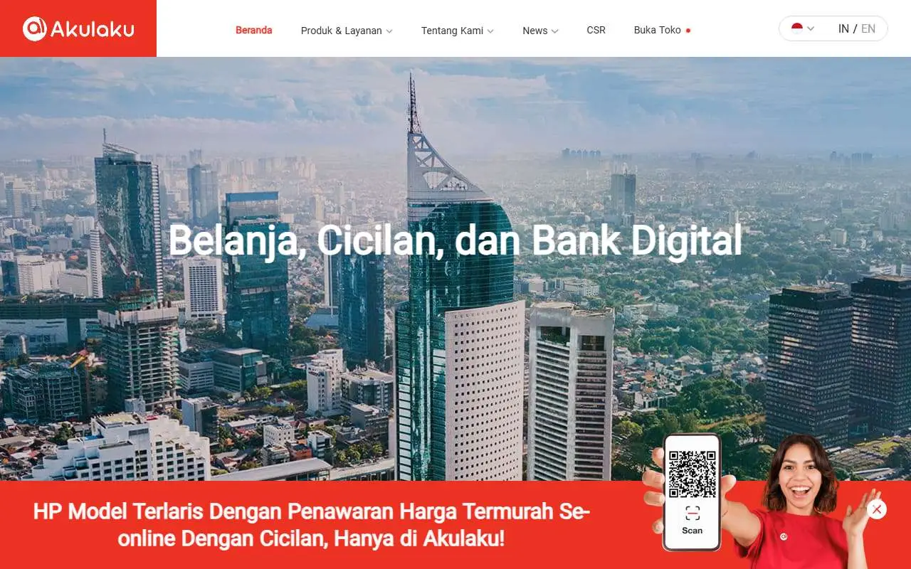Tampilan website resmi Akulaku (akulaku.com)