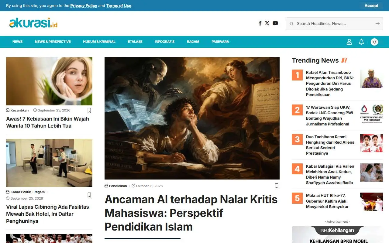 Tampilan website resmi Akurasi (akurasi.id)