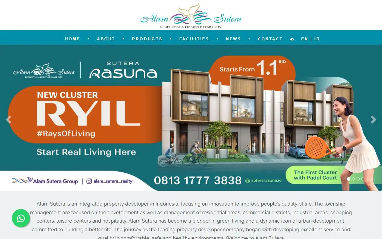 Tampilan website resmi Alam Sutera (alam-sutera.com)