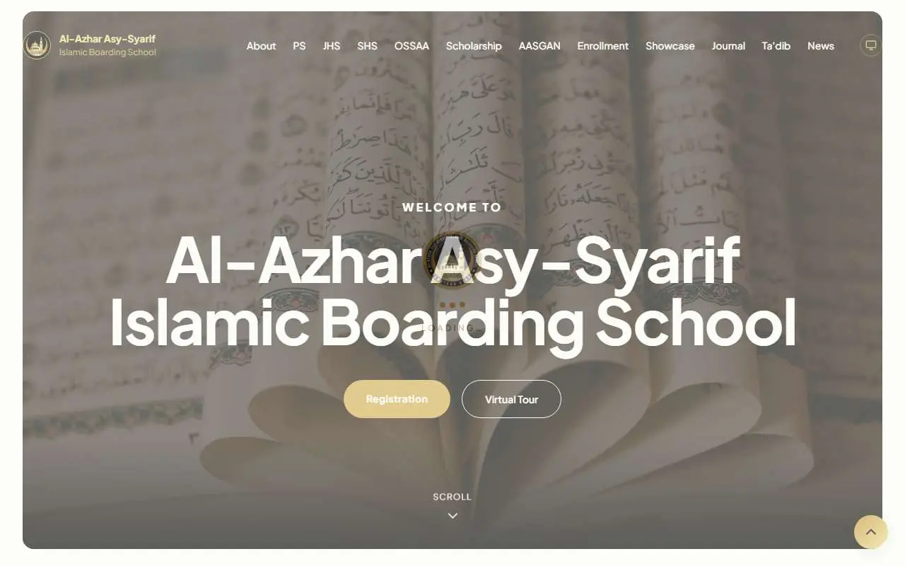 Tampilan website resmi SD Al-azhar Asy-Syarif Sumatera Utara (alazharasysyarifsumut.sch.id)
