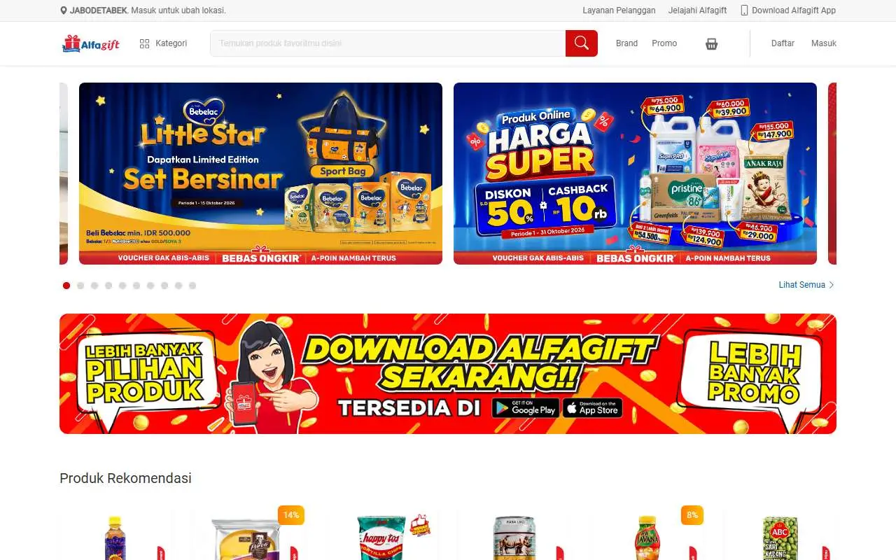 Tampilan website resmi Alfagift (alfagift.id)