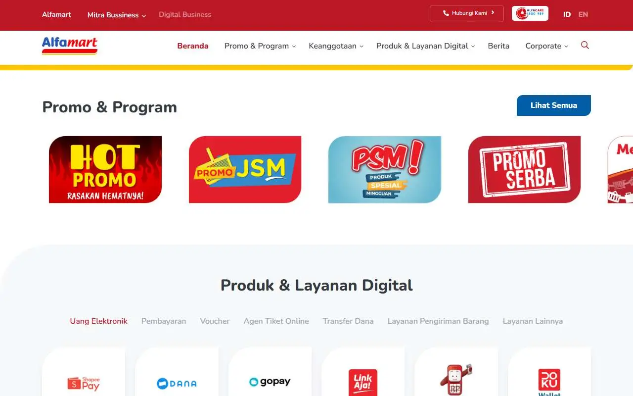 Tampilan website resmi Alfamart (alfamart.co.id)