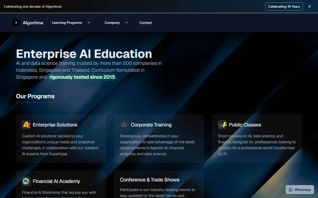 Tampilan website resmi Algoritma Data Science School (algorit.ma)