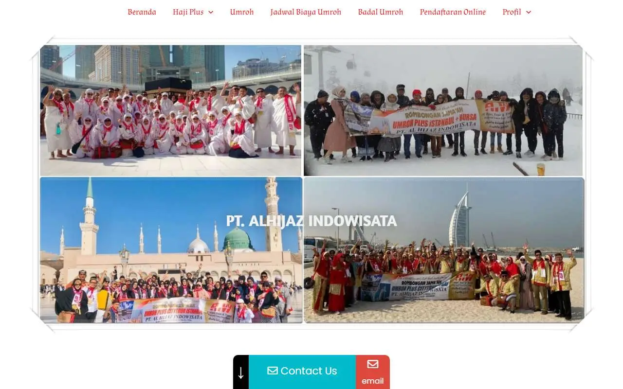 Tampilan website resmi Al Hijaz Indowisata (alhijaz.co.id)
