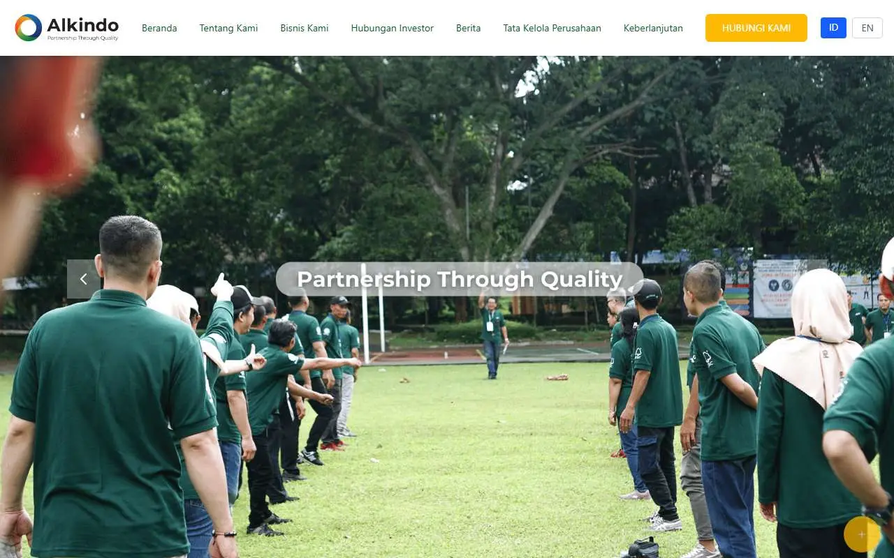 Tampilan website resmi Alkindo Naratama (alkindo.co.id)