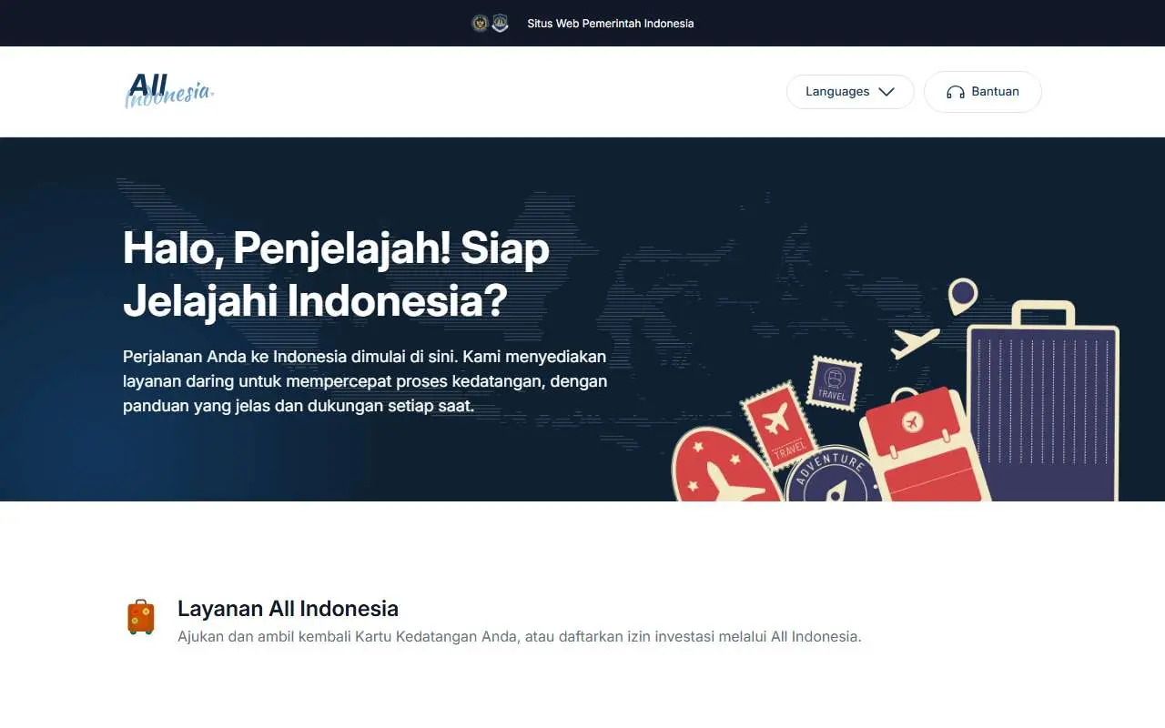 Tampilan website resmi All Indonesia (allindonesia.imigrasi.go.id)