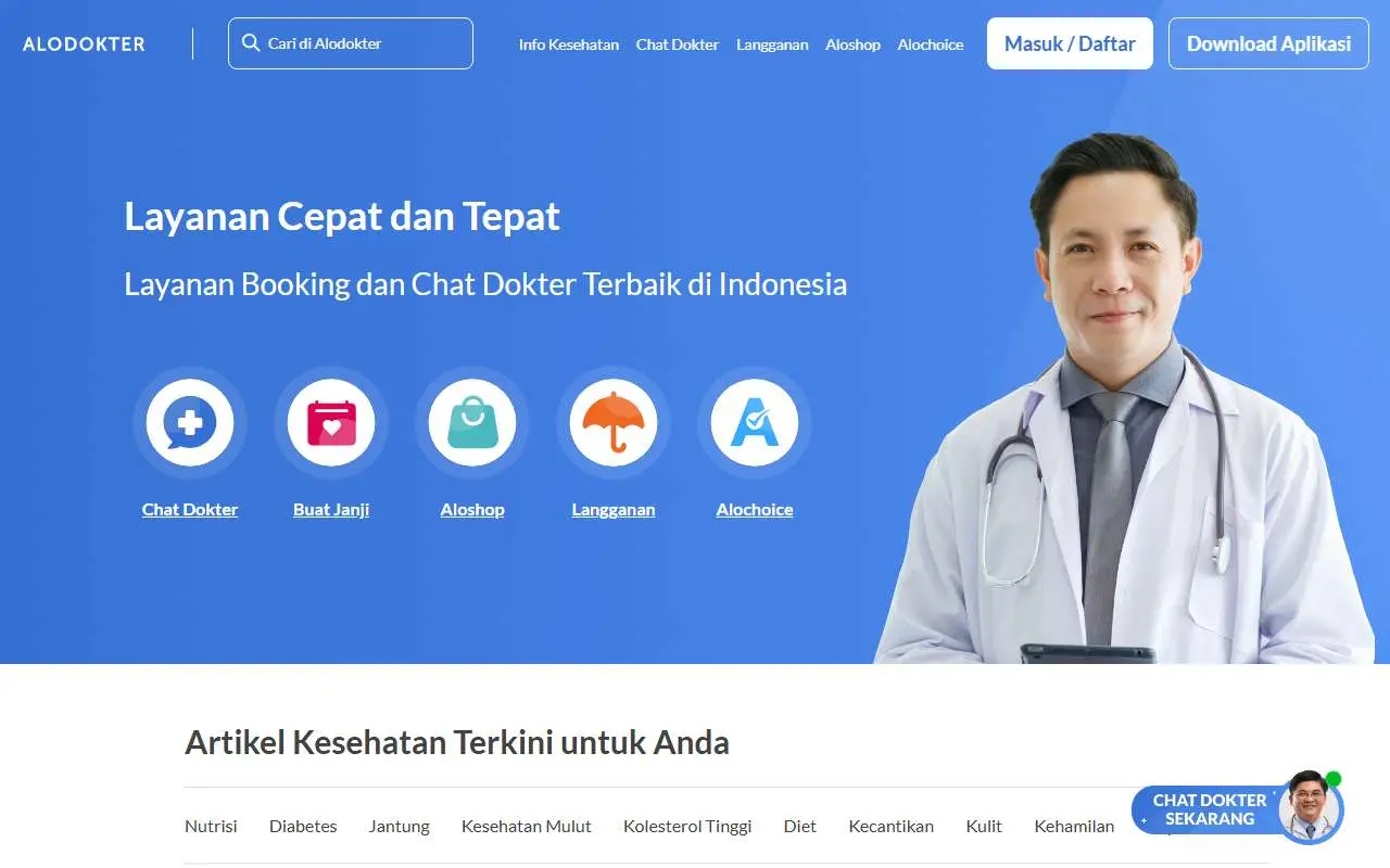 Tampilan website resmi Alodokter (alodokter.com)
