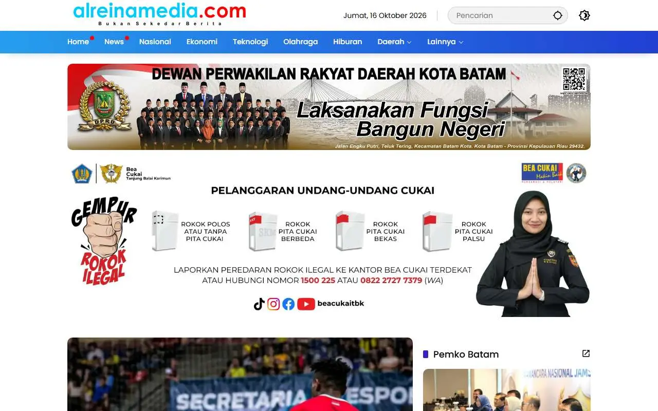 Tampilan website resmi Alreinamedia (alreinamedia.com)
