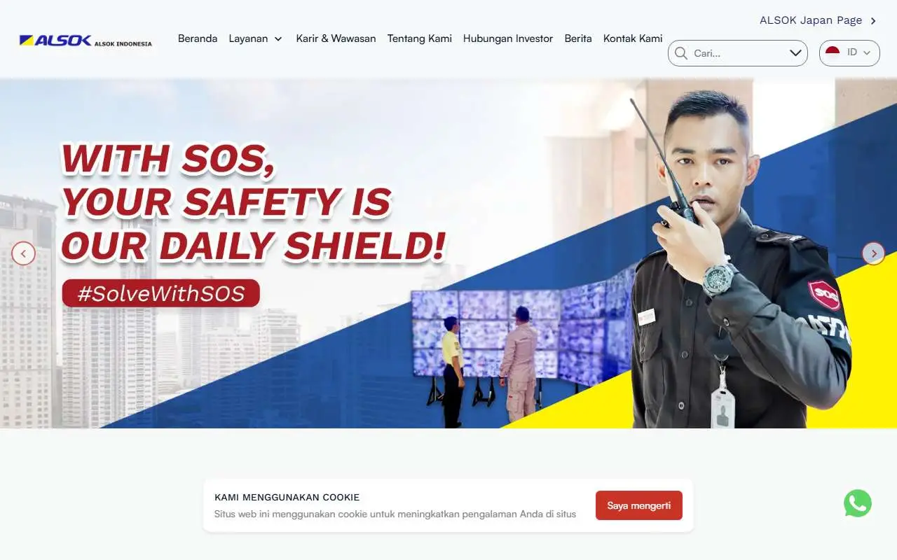Tampilan website resmi ALSOK Indonesia Services (alsok.co.id)