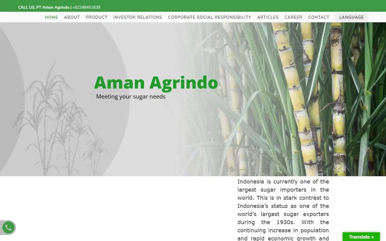 Tampilan website resmi Aman Agrindo (amanagrindo.co.id)
