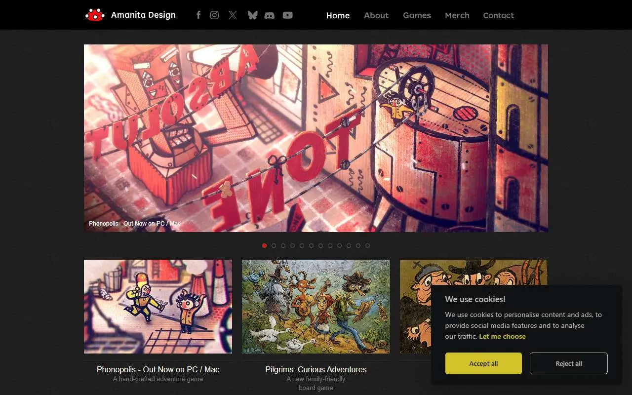 Tampilan website resmi Amanita Design (amanita-design.net)